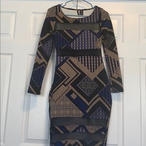 Women’s Sheer Block bodycon Longsleeve Dress